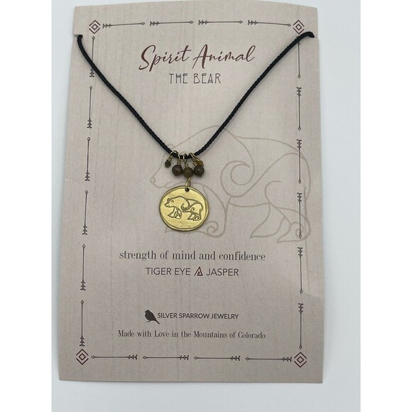 Silver Sparrow Jewelry Spirit Animal THE BEAR Charm Corded Necklace New - Picture 1 of 7